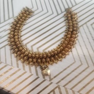 Gold Floral Link Bracelet with Heart Charm. 14k 26g